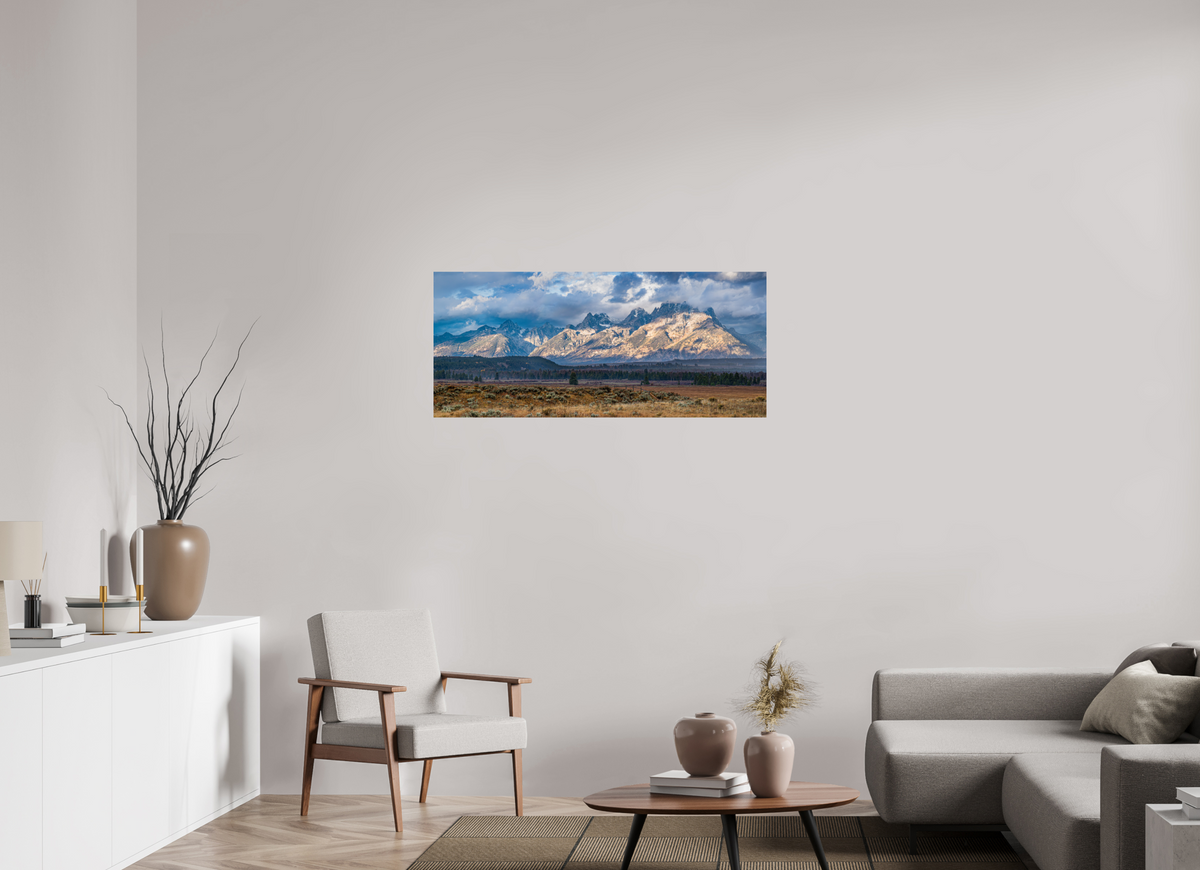 45.7 x 20″, Photo Print On Fuji Crystal DP II Grand Tetons — Light Through the Storm
